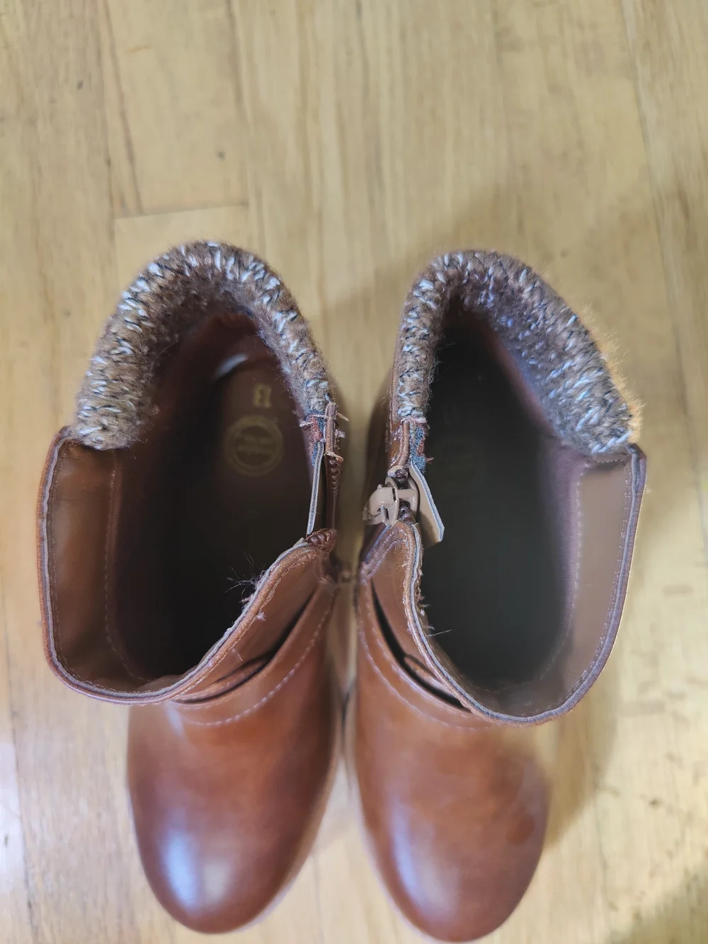 Kids Brown Faux-Leather Winter Boots- Wonder Nation- Size 13 Kids